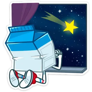 🌃 Milchtüte, Fenster, Stern, Nacht, Cartoon, Essen, Getränk whatsapp sticker