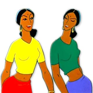 👯 mujeres, ilustración, indio, dibujos animados, retrato telegram sticker