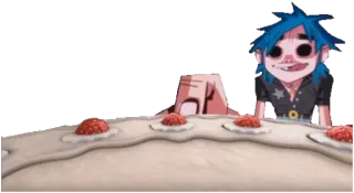😋 2-D animato, cartone animato, personaggio, Gorillaz, 2-D, musica telegram sticker