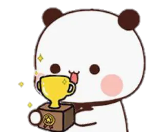 🏆 Panda, Trofeo, Lindo, Celebración, Kawaii, Animal, Ganador whatsapp sticker