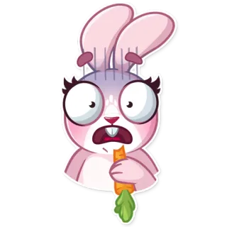 😨 conejo, zanahoria, animal, pegatina, dibujo animado, sticker telegram sticker