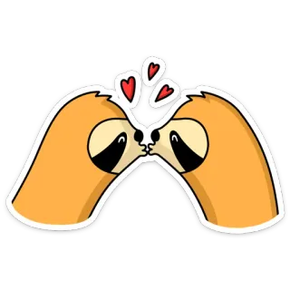 💑 preguiça, corações, amor, fofo, animal, desenho animado whatsapp sticker