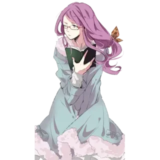 🙃 Anime, Mulher, Óculos, Livro, Bonito, Arte telegram sticker