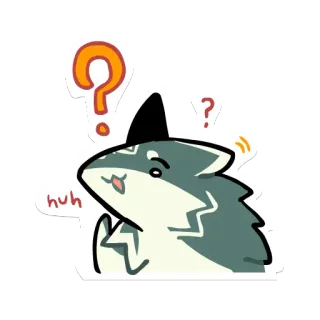 ❓ huh animal, wolf, question, cute, cartoon telegram sticker