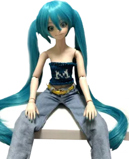 😐 Hatsune Miku кукла, аниме, манга, вокалоид, голубые волосы, женщина telegram sticker