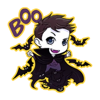 😄 BOO halloween, vampire, chauves-souris, bouh, effrayant, mignon telegram sticker