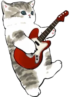 🎸 cat, guitar, music, animal, kitten telegram sticker