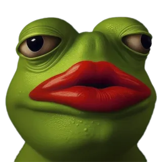 😗 frog, lips, funny, meme, sticker, cartoon, character, animal telegram sticker