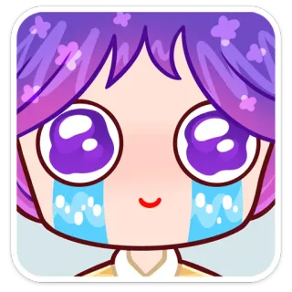 😭 Dibujo animado, Anime, Llorando, Triste, Chica, Pelo morado, Llorosa whatsapp sticker