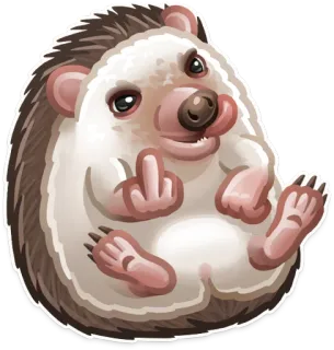 ✋ 고슴도치, 가운데 손가락, 동물, 만화, 무례한, 불쾌한 telegram sticker