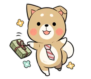 💼 собака, подарок, милый, наклейка, мультик, щенок, галстук telegram sticker