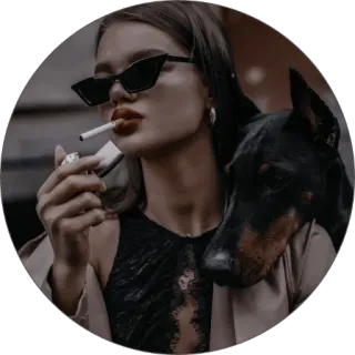 ☕️ woman, dog, smoking, cigarette, sunglasses, portrait telegram sticker