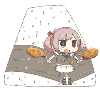 🍙 Anime-Mädchen, niedlich, Essen, Onigiri, kawaii, Chibi telegram sticker