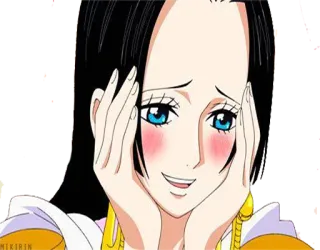 ☺️ Boa Hancock One Piece anime, wanita, tersenyum, tersipu, Boa Hancock, One Piece, imut, kartun whatsapp sticker