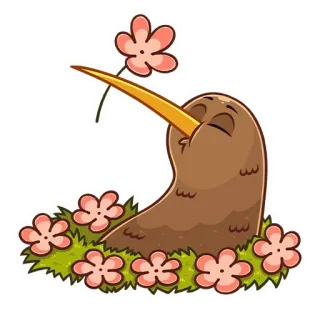 🌺 burung kiwi, imut, bunga, kartun, hewan, alam telegram sticker