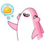 👍 merah muda, imut, karakter, kartun, jempol ke atas, ramah whatsapp sticker