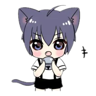 🫐 Anime, Orecchie da gatto, Chibi, Carino, Kawaii telegram sticker