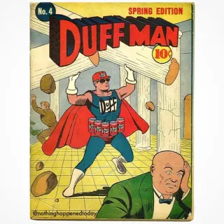 😄 Duffman Cartoon, Comic, Superheld, Bier, Duff whatsapp sticker