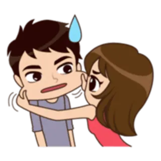 😅 pareja, dibujos animados, cariño, abrazo, amor telegram sticker