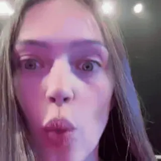 😮 woman, face, surprised, expression, pout, selfie, close up telegram sticker