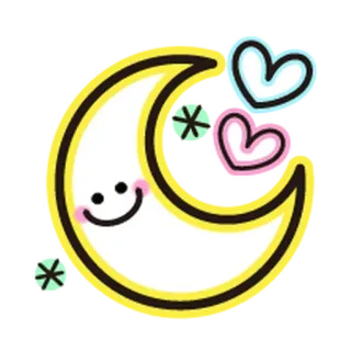 ❤️ moon, hearts, sparkles, cute, kawaii, cartoon whatsapp sticker