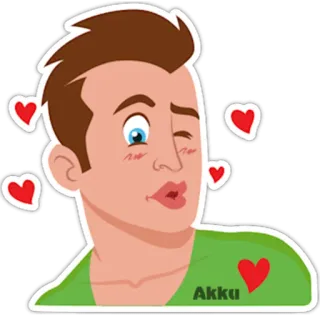😘 cartone animato, bacio, amore, cuori telegram sticker
