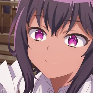 🫢 anime girl, anime, smiling, purple eyes, cute telegram sticker