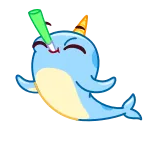 🥳 narval, festa, animal, fofo, celebração, adesivo, desenho animado telegram sticker