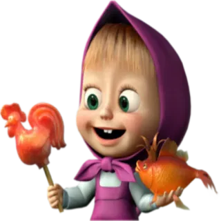 🍭 Masha Masha and the Bear Kartun, Anak, Permen, Ikan, Gadis telegram sticker