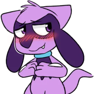 😊 การ์ตูน, หมา, สีม่วง, เขิน, น่ารัก, อนิเมะ telegram sticker