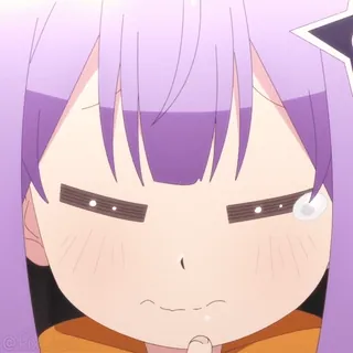 🥱 Anime, Kreskówka, Dziewczyna, Słodki, Fioletowe włosy, Smutny, Łza telegram sticker
