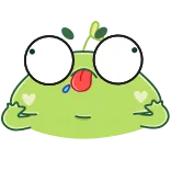 😝 การ์ตูน, อิโมจิ, สีเขียว, ลิ้น, หน้า telegram sticker