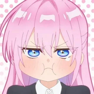 🌷 Anime, Chica, Pelo rosa, Lindo, Expresión, Enfadado, Morro whatsapp sticker
