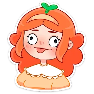 🤤 만화, 소녀, 귀여운, 스티커, 웃긴, 혀 telegram sticker