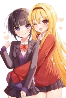 💞 Anime, Mädchen, Schuluniform, Freundschaft telegram sticker