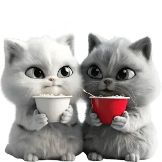 🍝 koty, kocięta, zwierzęta, słodkie, kreskówka, animowane, popcorn, zwierzaki telegram sticker