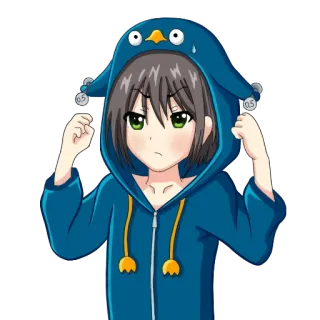 💪 Anime, Personnage, Pingouin, Sweat à capuche, Mignon, Dessin animé whatsapp sticker