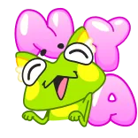 😽 Moya carino, rana, cartone animato, felice, rosa, allegro telegram sticker