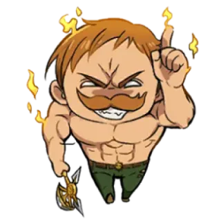 👆 Escanor Seven Deadly Sins Anime, Feuer, Muskulös, Arrogant, Sonnenschein telegram sticker