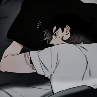 🩹 Anime, Manga, Spać, Łóżko, Poduszka, Postać, Sztuka telegram sticker