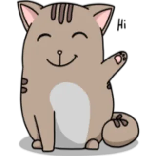 🙂 gatto, animale, carino, cartone animato, sticker, saluto, amichevole, che saluta whatsapp sticker