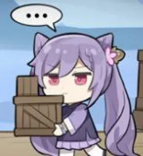 🧱 Keqing Genshin Impact ... Anime, Spiel, Genshin Impact, Keqing, Katzenohren, lila Haare, ausdruckslos telegram sticker