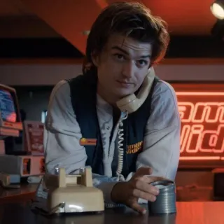 😐 Steve Harrington Stranger Things Steve Harrington, Stranger Things, Netflix, Anos 80, Scoops Ahoy telegram sticker