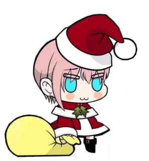 🎅 noël, père noël, animé, mignon, dessin animé, chibi whatsapp sticker