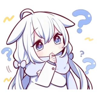 ❓ Anime, Pregunta, Kawaii, Lindo, Adhesivo, Pensando telegram sticker