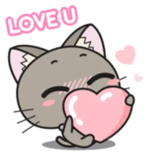 ❤ LOVE U cat, heart, love, cute, cartoon, animal whatsapp sticker