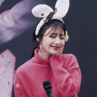 🎟 mulher, orelhas de coelho, sorrindo, K-pop, idol, retrato telegram sticker