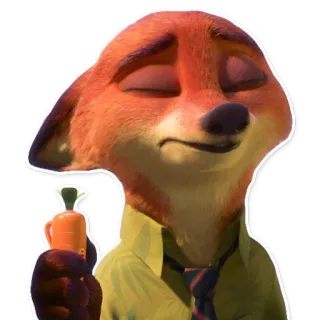 😌 Nick Wilde Zootopia zorro, dibujos animados, animal, zanahoria, zootopia, disney, personaje telegram sticker