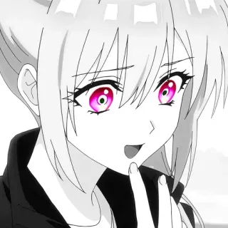 🖤 Anime, Ragazza, Manga, Occhi rosa, Cartone animato telegram sticker
