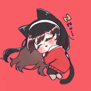 😴 ZZZZ... oreilles de chat, dormir, kawaii, mignon, dessin animé, chat, animé telegram sticker